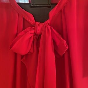 Beautiful red blouse, size 18, elegant tie front with cap sleeves.